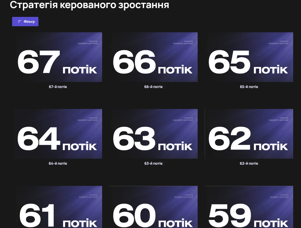 Личный кабинет с записями занятий